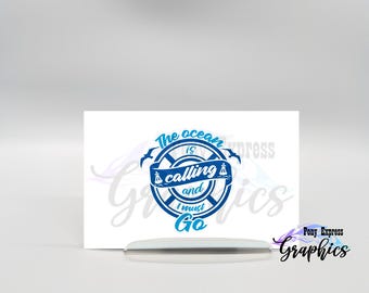 The ocean is calling vinyl car decal, cute sticker gift for beach lovers, cute car accessories for women