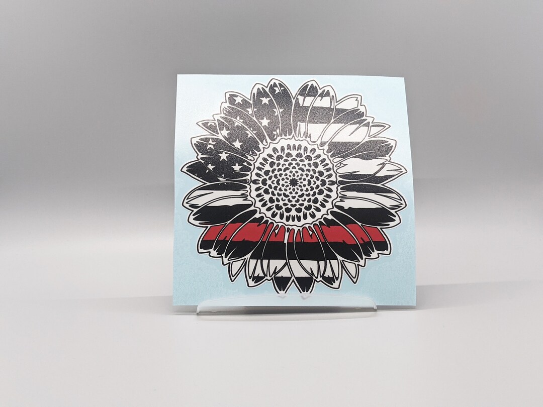 Red Line Flag Decal, Sunflower Vinyl Decal Sticker, Firefighter Wife ...