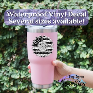 Grey Line flag decal, Sunflower vinyl decal sticker, Correction wife gift, Sunflower car decal, Thin grey Line Sticker, first responder gift