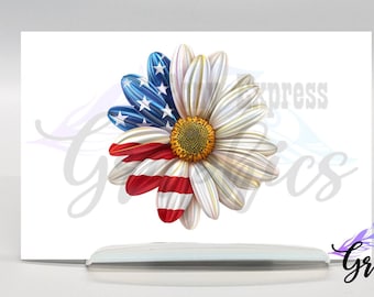 Patriotic daisy vinyl decal sticker, american flag daisy, usa daisy, flower sticker, patriotic stickers