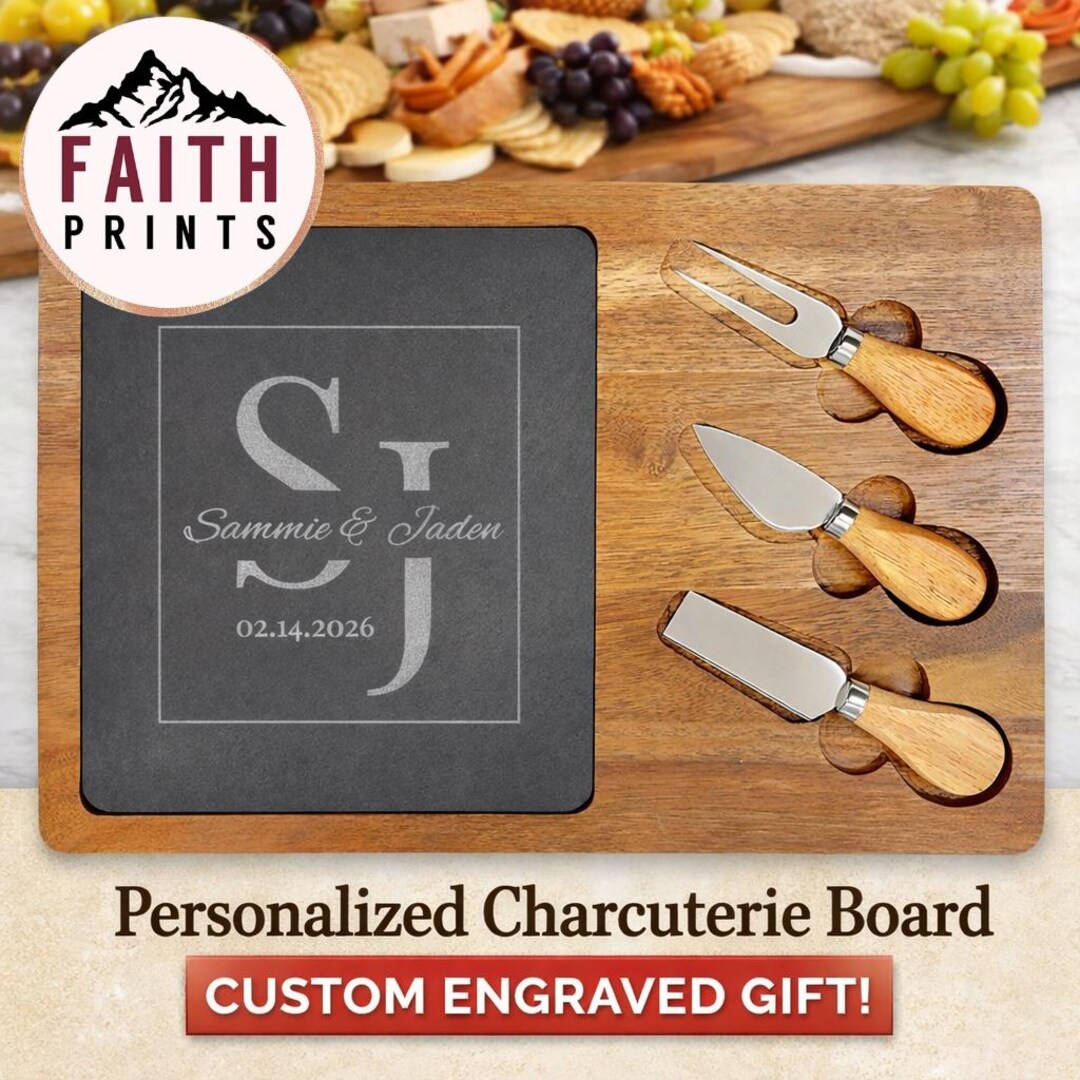 Engraved Acacia Wood Charcuterie Board – Personalized Couple's Gift - Etsy