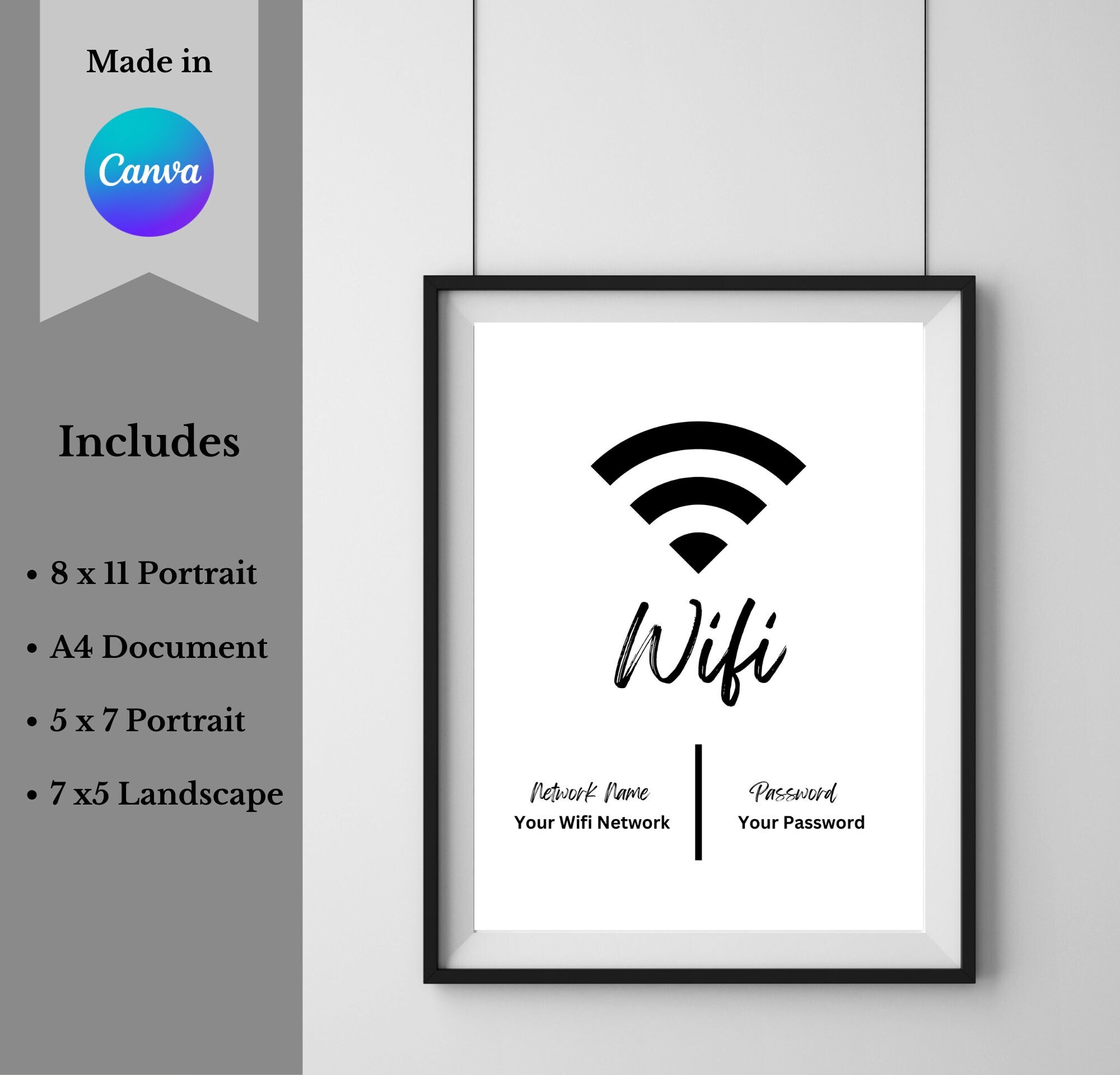 Wifi Password Sign, Editable Wifi Sign Printable Template, Be Our Guest