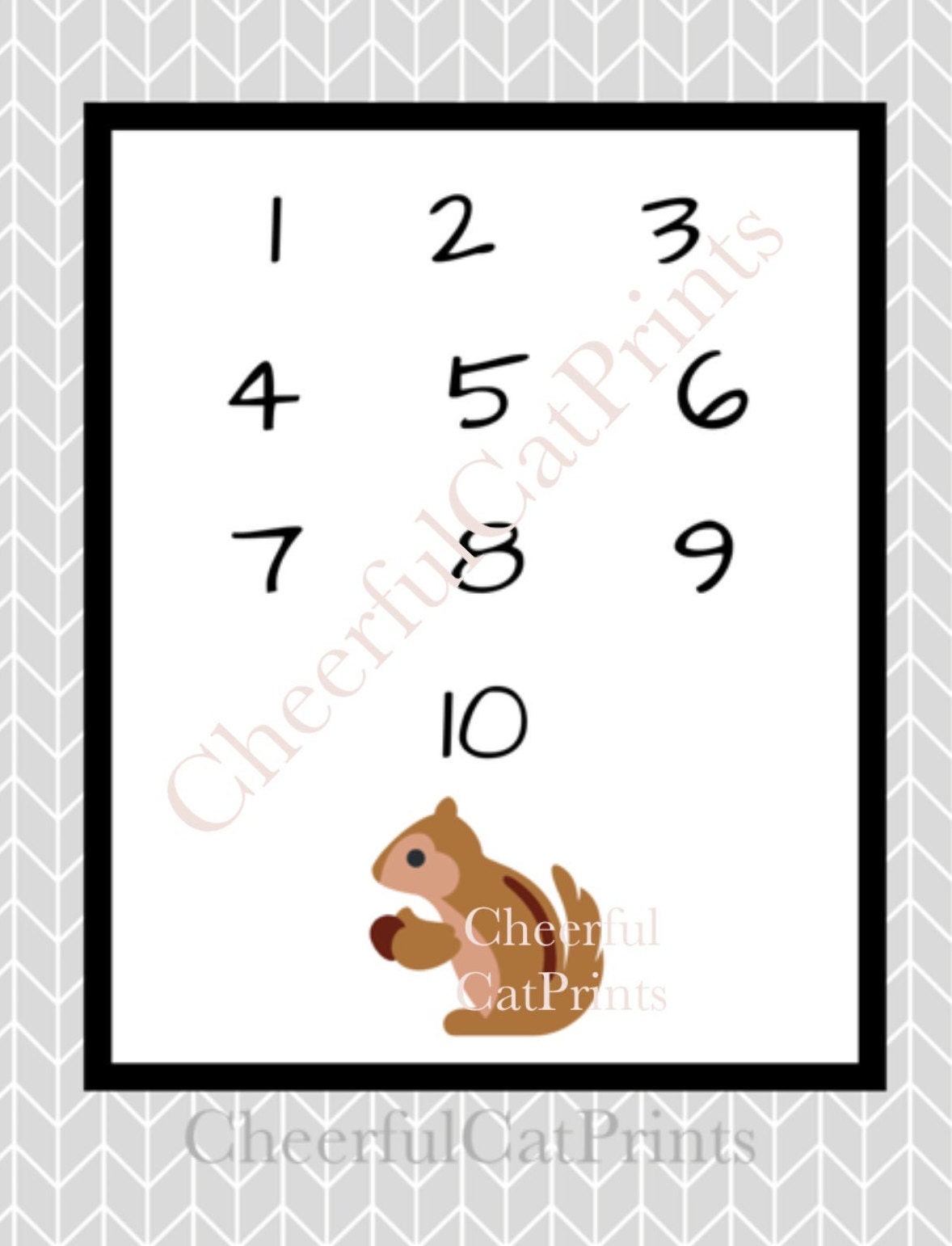 PRINTABLE Squirrel Woodland Number 1 to 10 Educational Etsy
