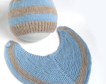 Babymütze Handarbeit Wolle mit Angora 34-36 cm gestrickt