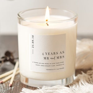 Regalo de lino para el 4.º aniversario de pareja, vela perfumada minimalista de lujo, regalos de aniversario para pareja