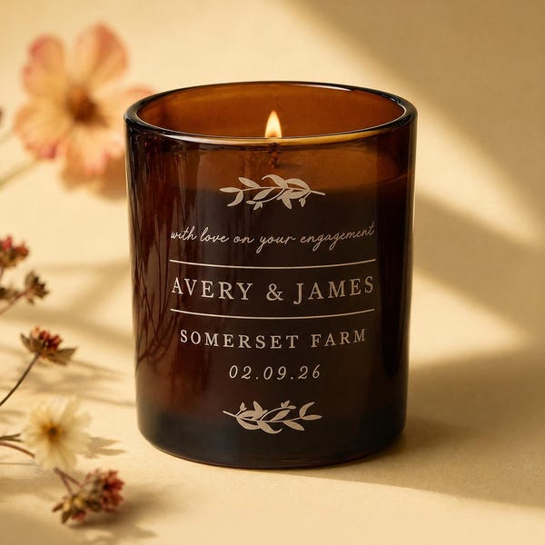 Personalised Engagement Gift For Couple Botanical Motif Couple's Names