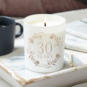 30th Pearl Wedding Anniversary Gift, Personalised Candle, Unique Personalised Wedding Gift for Couple image 1