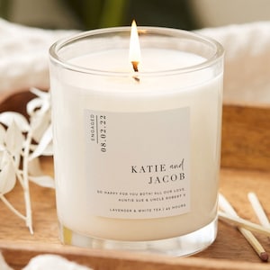 Engagement Gift, Engagement Gifts for Couple, Personalised Minimalist Luxury Scented Candle- Personalised Gifts