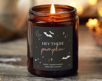 Hey There Pumpkin, Halloween Decoration Candle, Scented Apothecary Candle - Personalised Gifts