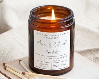 Engagement Gift, Personalised Engagement Candle, Engagement Gifts for Couple, Apothecary Scented Candle- Personalised Gifts