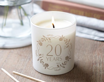 20th China Wedding Anniversary Gift, Personalised Candle, Unique Personalised Wedding Gift for Couple