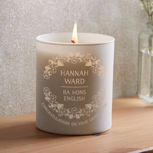 Graduation Gift For Her, Personalised Gift for Graduates, Personalised Engraved Candle image 1