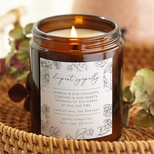 Sympathy Gift Bereavement Candle, Personalised Scented Candle - Personalised Gifts