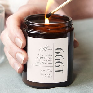 21st Birthday Gift Personalised Candle Gift, Birthday Gift for Friend, Birthday Gift for Her- Personalised Gifts