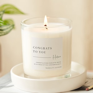 Cadeau de félicitations pour elle, cadeau de félicitations personnalisé, bougie parfumée de luxe minimaliste - cadeaux personnalisés