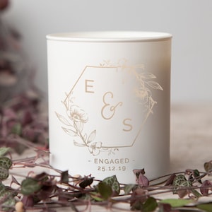 Floral Engagement Gift Candle, Personalised Engagement Gifts for Couple Keepsake- Personalised Gifts