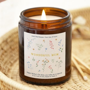 Wonderful Mum Mother&#39;s Day Gift For Mum Personalised Mothers Day Candle Scented- Personalised Gifts