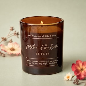 Mother of the Bride Gift - Personalised Gift For Bride's Mum - Engraved Scented Candle