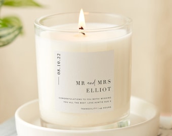 Wedding Gift for Couple - Minimalist Luxury Scented Candle - Mr and Mrs Wedding Present