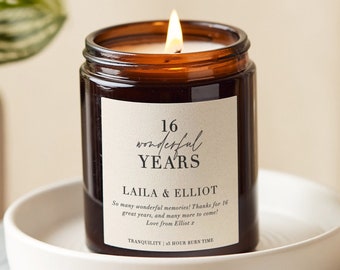 16th Anniversary Gift, 16th Wedding Anniversary, Wax Anniversary, Personalised Candle