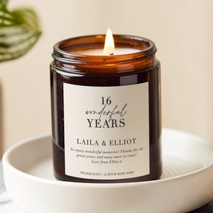16th Anniversary Gift, 16th Wedding Anniversary, Wax Anniversary, Personalised Scented Candle- Personalised Gifts