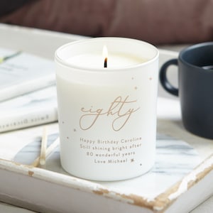 80th Birthday Gift - Personalised Scented Candle - 80th Birthday Gift for Friend - Personalised Gifts