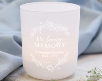 In Loving Memory Keepsake Gift Personalised Tea Light Holder with Candles