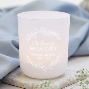 In Loving Memory Keepsake Gift Personalised Tea Light Holder with Candles image 1