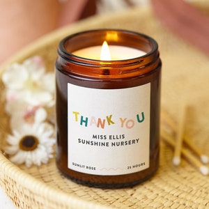 Nursery Teacher Gift, Personalised Gift for Preschool Teacher, Scented Candle, Christmas Gift - Personalised Gifts