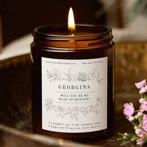 Maid of Honour Proposal Candle: Wildflower Scented Soy Wax Gift