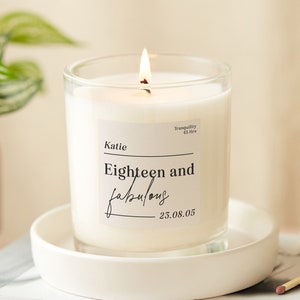 18th Birthday Gift For Her, Birthday Gifts For Girls, Personalised Scented Candle- Personalised Gifts