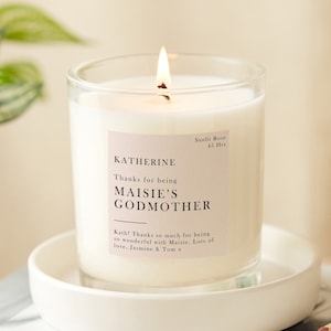 Thank You Godmother Gift - Personalised Godmother Christening Keepsake - Scented Candle- Personalised Gifts
