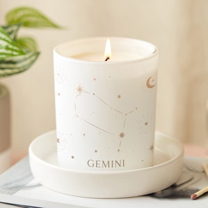 Gemini Birthday Gift: Engraved Constellation Scented Candle