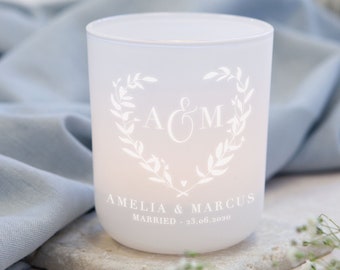 Wedding Gift Tea Light Holder with Candles, Tea Light Holder, Unique Personalised Wedding Gift for Couple