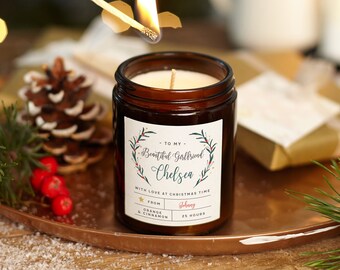 Wife Girlfriend Christmas Gift Candle, Personalised Christmas Gifts For Her, Christmas Scented Candle