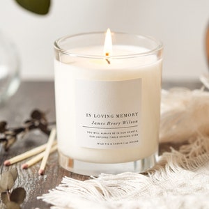 In Loving Memory Gift - Remembrance Gift Simple Scented Candle - Luxury Clear Glass Candle - Personalised Gifts