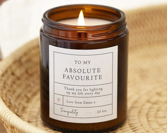 Gift For Friend, Personalised Gift for Her, Personalised Candle, Simple Typography, Christmas Gift, Personalised Gifts