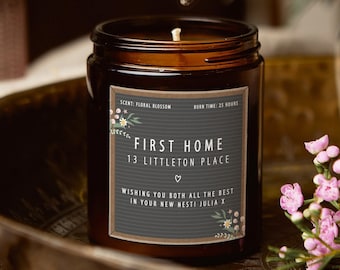 Personalised First Home Scented Candle: Floral New Home Gift