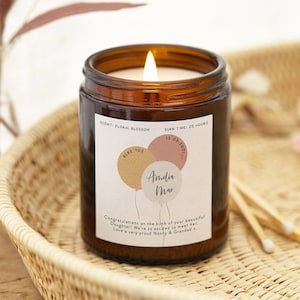 New Baby Gift - Gift For New Mum New Parents Gift - Personalised Scented Candle - Personalised Gifts