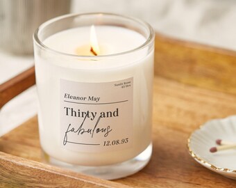 30th Birthday Gift For Friend, Thirty And Fabulous Birthday Gift, Luxury Scented Candle