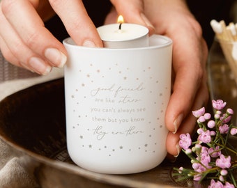 Friend Gift Tea Light Holder with Candles - Good Friends Are Like Stars