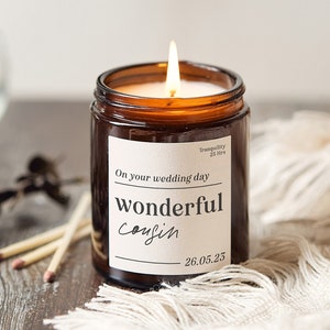 Cousin Wedding Gift, Personalised Gift For Bride, Scented Apothecary Candle - Personalised Gifts
