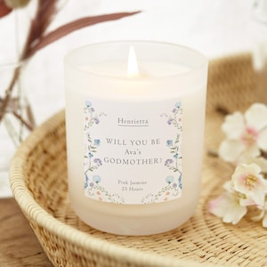 Will You Be My Godmother Gift - Scented Frosted Glass - Soy Wax Candle, Christmas Gift- Personalised Gifts