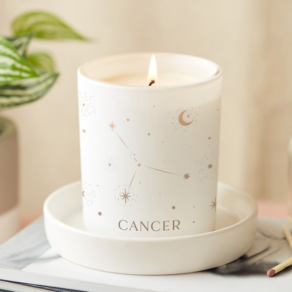 Regalo di compleanno per il cancro - Candela personalizzata con segno zodiacale - Candela incisa con costellazione zodiacale