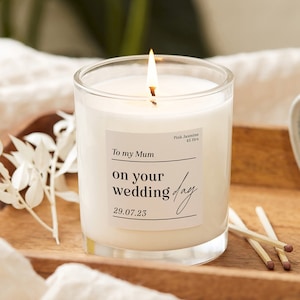 Mum Wedding Gifts, Gift For Mum On Wedding Day, Classic Scented Glass Candle - Personalised Gifts