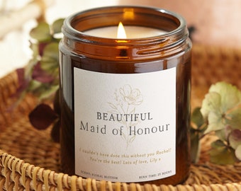 Personalised Maid of Honour Candle: Soy Wax Scented Gift