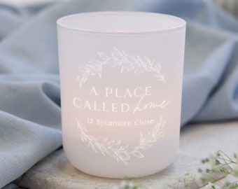 New Home Keepsake Gift Personalised Tea Light Holder with Candles