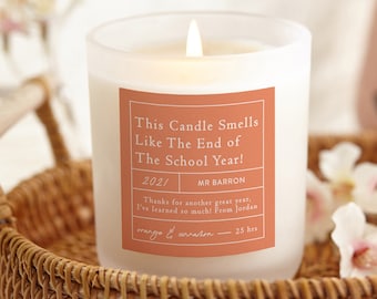 Personalised Teacher Gift Candle, End Of Year, Soy Wax