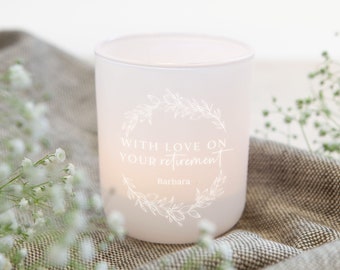 Retirement Keepsake Gift Personalised Tea Light Holder With Candles