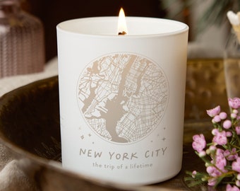 Any Map Personalised Gift Candle - Personalised Travel Keepsake - Engraved Scented Candle, Christmas Gift - Personalised Gifts